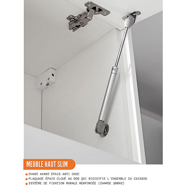 CUISINEANDCIE - Cuisineandcie - Meuble haut de cuisine Eco Blanc Brillant 1 porte relevable L 60 cm - large