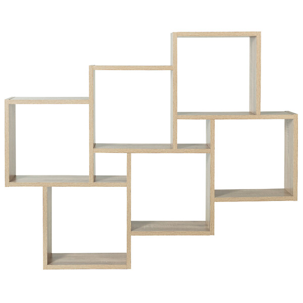 ID MARKET - Etagère murale double position LUCAS bois façon hêtre - large