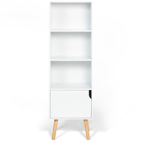 ID MARKET - Bibliothèque étagère de rangement colonne EMMIE scandinave blanc - large