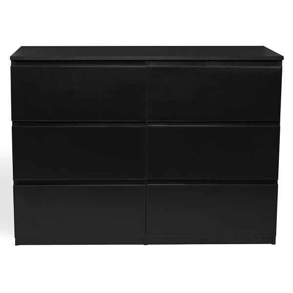 ID MARKET - Commode 6 tiroirs TOMI 110 cm bois noir - large