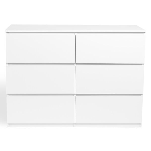 ID MARKET - Commode 6 tiroirs TOMI 110 cm bois blanc - large