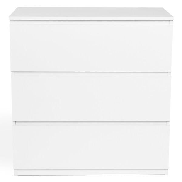 ID MARKET - Commode 3 tiroirs TOMI 78 cm bois blanc - large