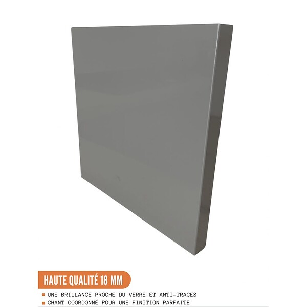 CUISINEANDCIE - Cuisineandcie - Meuble sous-évier Eco Gris Brillant 2 portes L 80 cm - large