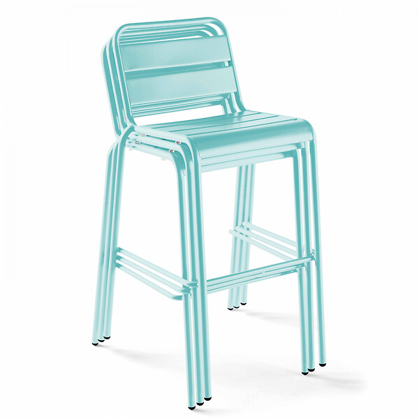 OVIALA - Chaise haute de jardin en métal turquoise - Palavas - large