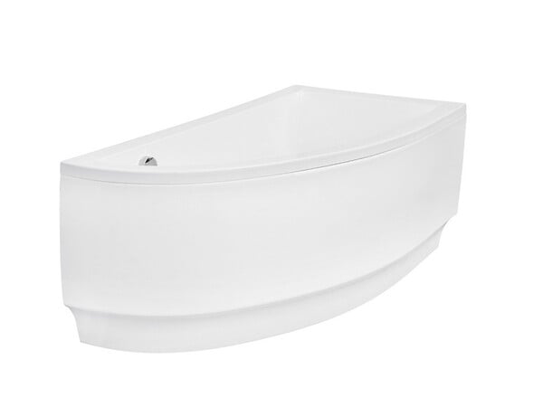 BESCO - Baignoire asymétrique 140 x 70 cm + tablier noir + repose tête - PRAKTIKA - Gauche - large