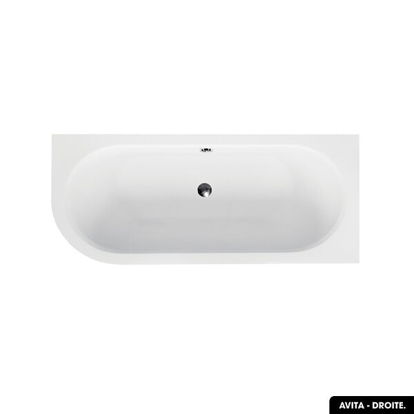 BESCO - Baignoire d'angle 160 x 75 cm - avec tablier blanc et repose tête offert | AVITA - Droite - large