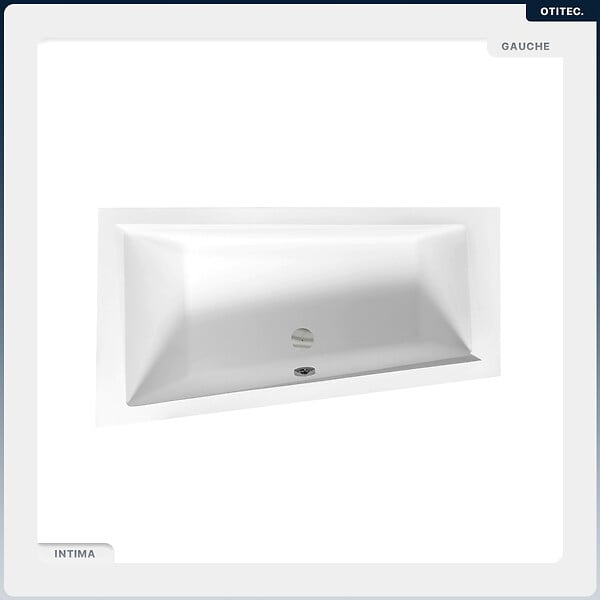 BESCO - Baignoire asymétrique - 150 x 85 cm - Gauche - sans Habillage - avec Pieds - Vidage Chrome - INTIMA - large