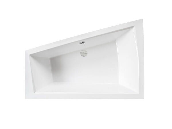 BESCO - Baignoire asymétrique 180 cm x 125 cm + tablier noir + repose tête - INTIMA DUO - Droite - large