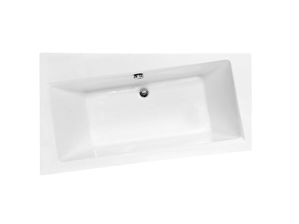 BESCO - Baignoire asymétrique 170 x 110 cm + tablier blanc + repose tête - INFINITY- Gauche - large