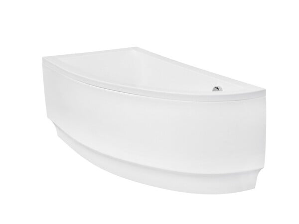 BESCO - Baignoire asymétrique 150 x 70 cm + tablier noir + repose tête  - PRAKTIKA - Droite - large