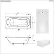 BESCO - Baignoire rectangulaire - 190 x 80 cm - sans Habillage - avec Pieds - Repose-tête - Vidage Chrome - BONA - vignette