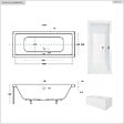 OTITEC - Baignoire rectangulaire - 180 x 80 cm - sans Habillage - avec Pieds - Repose-tête - Étagère bambou - Vidage Chrome - QUADRO - vignette