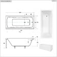 BESCO - Baignoire rectangulaire - 160 x 70 cm - sans Habillage - avec Pieds - Repose-tête - Vidage Chrome - OPTIMA - vignette