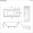 BESCO - Baignoire rectangulaire - 170 x 70 cm - sans Habillage - avec Pieds - Étagère bambou - Vidage Chrome - OPTIMA - vignette