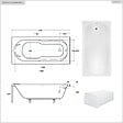 BESCO - Baignoire rectangulaire - 180 x 80 cm - sans Habillage - avec Pieds - Étagère bambou - Vidage Chrome - BONA - vignette
