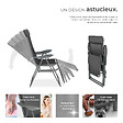 TECTAKE - 2 chaises de jardin pliantes en aluminium avec appui-tête et repose-pieds gris anthracite - vignette