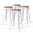 OVIALA - Lot de 4 tabourets de bar en acier blanc - Indus - vignette