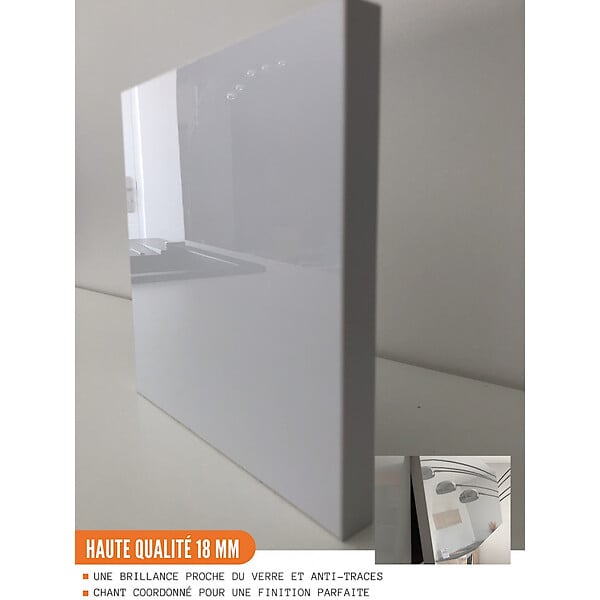 CUISINEANDCIE - Cuisineandcie - Meuble haut SLIM de cuisine Bellissi Blanc Brillant 1 porte relevable L 90 cm - large