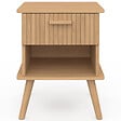 ID MARKET - Lot de 2 tables de chevet JULIETTE 1 tiroir avec niche effet lattes tasseau bois - vignette