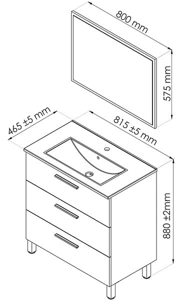 ONDEE - Meuble de salle de bain à poser PALLAS - 80cm - Blanc - Mélaminé - large