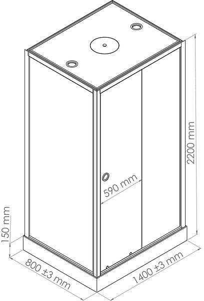 ONDEE - Cabine de douche GONEA - 140 x 80 cm - Accès de face - Profilés aluminium - Noir mat - large