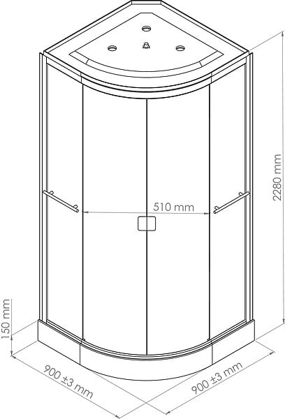 ONDEE - Cabine de douche hydromassante et radio NED - Sans silicone - 1/4C 90cm - Gris - large