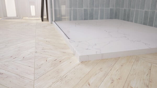 ONDEE - Receveur de douche  NOLA 3 - 80x120x3 - Résine - Marbre blanc - Bonde - Découpable - large