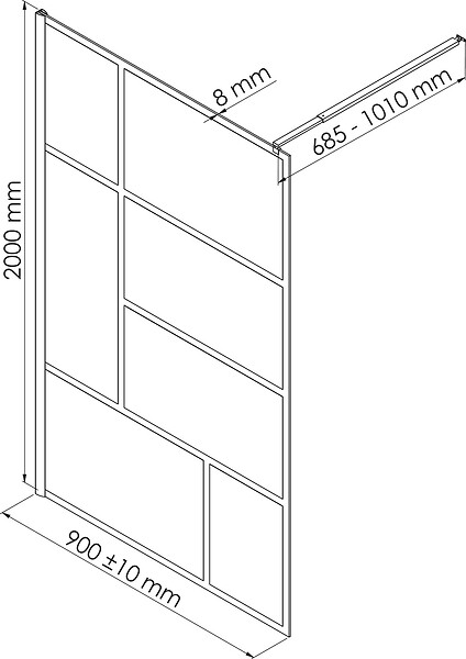 ONDEE - Paroi de douche FABRILIA - Verre trempé 8mm - Finition Noir mat - 90x200cm - large