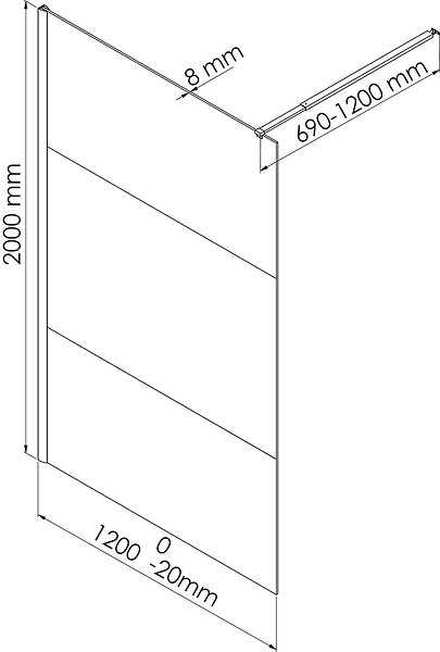 ONDEE - Paroi de douche TUHINA - Verre trempé 8mm - Sérigraphie Dépolie - 120x200cm - large