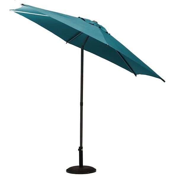 HESPERIDE - Parasol droit rond "Soya" bleu canard D2,7m en acier - large