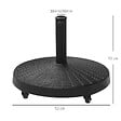OUTSUNNY - Pied de parasol base de lestage rond poids net 22,7kg en résine avec 4 roulettes - dim. Ø 52 x 41H cm - noir - vignette