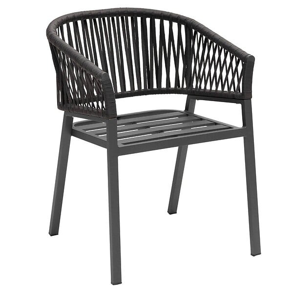 HESPERIDE - Lot de 2 fauteuils de jardin "Oriengo" anthracite & graphite en aluminium et mailles tressées - large