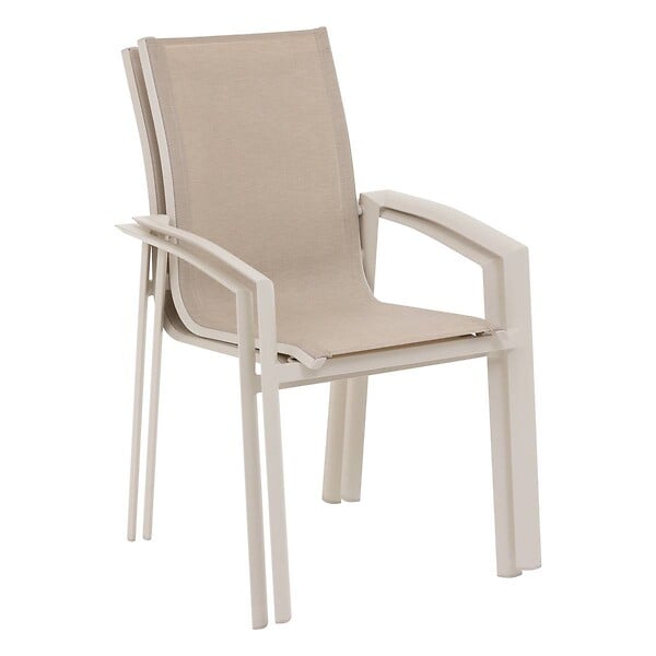 HESPERIDE - Fauteuil de jardin empilable "Axant" lin & argile en alumunium - large