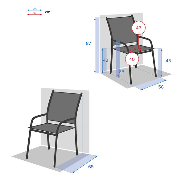 HESPERIDE - Fauteuil de jardin empilable "Piazza" vert jade & graphite en aluminium traité époxy - large