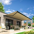 INTERSUN - Store banne coffre intégral HEVOA 5,00x3,50 M (Motorisé Secours à Télécommande - Gris anthracite structuré RAL7016ST - Écru 250g/m²) - vignette