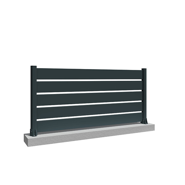 INTERSUN - Clôture ranch panneau ajouré 6 lames L 1911 x H 1090 mm - Gris anthracite RAL 7016 - large