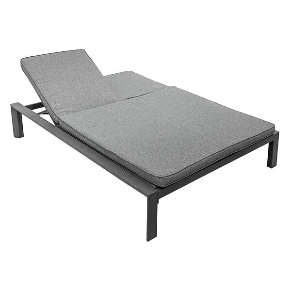 HESPERIDE - Lit de piscine double "Evasion" anthracite & graphite 2 places en aluminium traité époxy - large