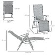 OUTSUNNY - Chaise longue pliable dossier & repose-pied réglable multi-positions métal époxy textilène gris - vignette