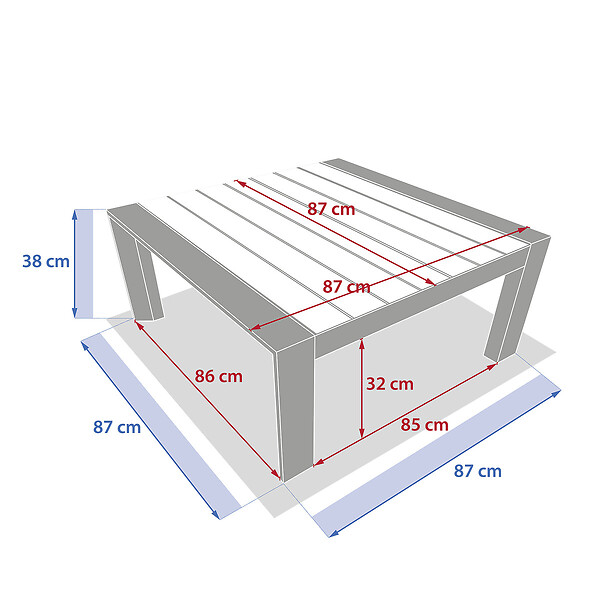 HESPERIDE - Table basse de jardin carrée "Évasion" argile & lin 87 x 87cm en aluminium - large