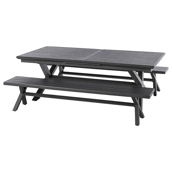 HESPERIDE - Table de jardin extensible "Axiome" ardoise granitée 10 places en aluminium traité époxy - large