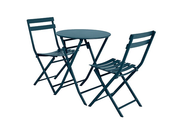 HESPERIDE - Table de jardin ronde Greensboro Ø 60 cm Bleu Pétrol - 2 places - Hespéride - large