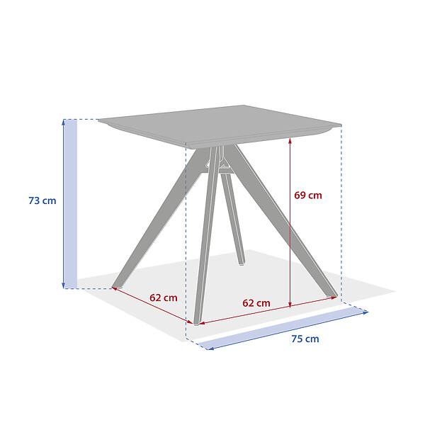 HESPERIDE - Table de jardin carrée "Terzano" vanille & argile 2 places en aluminium - large