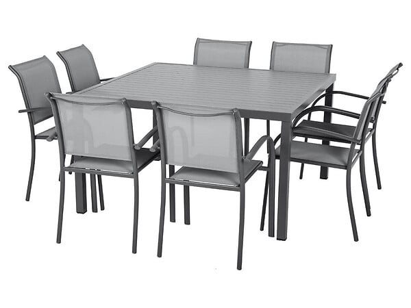 HESPERIDE - Table de jardin carrée Piazza 8 places Graphite - Hespéride - large