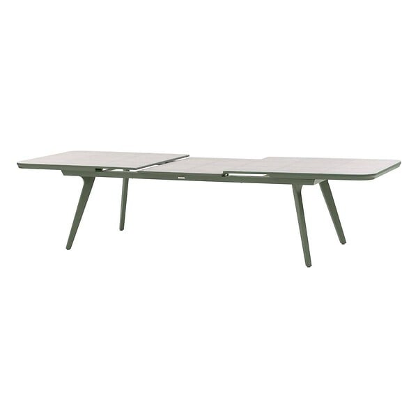 HESPERIDE - Table de jardin extensible "Pulpy" vert laurier & gris granite 12 places en aluminium verre et céramique - large