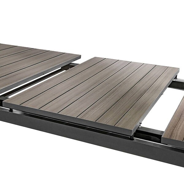 HESPERIDE - Table haute extensible de jardin "Evasion" seigle effet bois & graphite 8 places en aluminium traité époxy - large