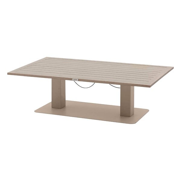 HESPERIDE - Table de jardin relevable rectangulaire "Salimia" argile & lin 150 x 80 x 69cm en aluminium - large