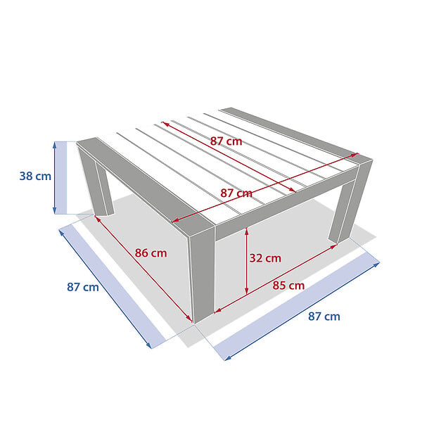 HESPERIDE - Table basse de jardin carrée "Évasion" graphite & honey 87 x 87cm en aluminium - large