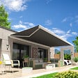 INTERSUN - Store banne coffre intégral HEVOA 6,00x3,50 M (Motorisé Secours à Télécommande + LED - Blanc satiné RAL9010 - Gris foncé 250g/m²) - vignette