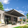 INTERSUN - Store banne coffre intégral HEVOA 5,00x3,50 M (Motorisé Secours à Télécommande + LED - Blanc satiné RAL9010 - Gris foncé 250g/m²) - vignette