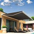 INTERSUN - Store banne coffre intégral SOA 6,00x3,50 M (Motorisé Secours à Télécommande + LED - Blanc satiné RAL9010 - Gris foncé 250g/m²) - vignette